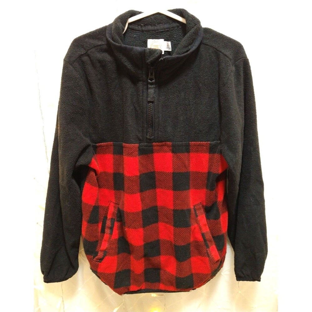 WONDER NATION BOYS SMALL 6-7 RED BUFFALO PLAID 1/4 ZIP JACKET WARM COMFORT SOFT